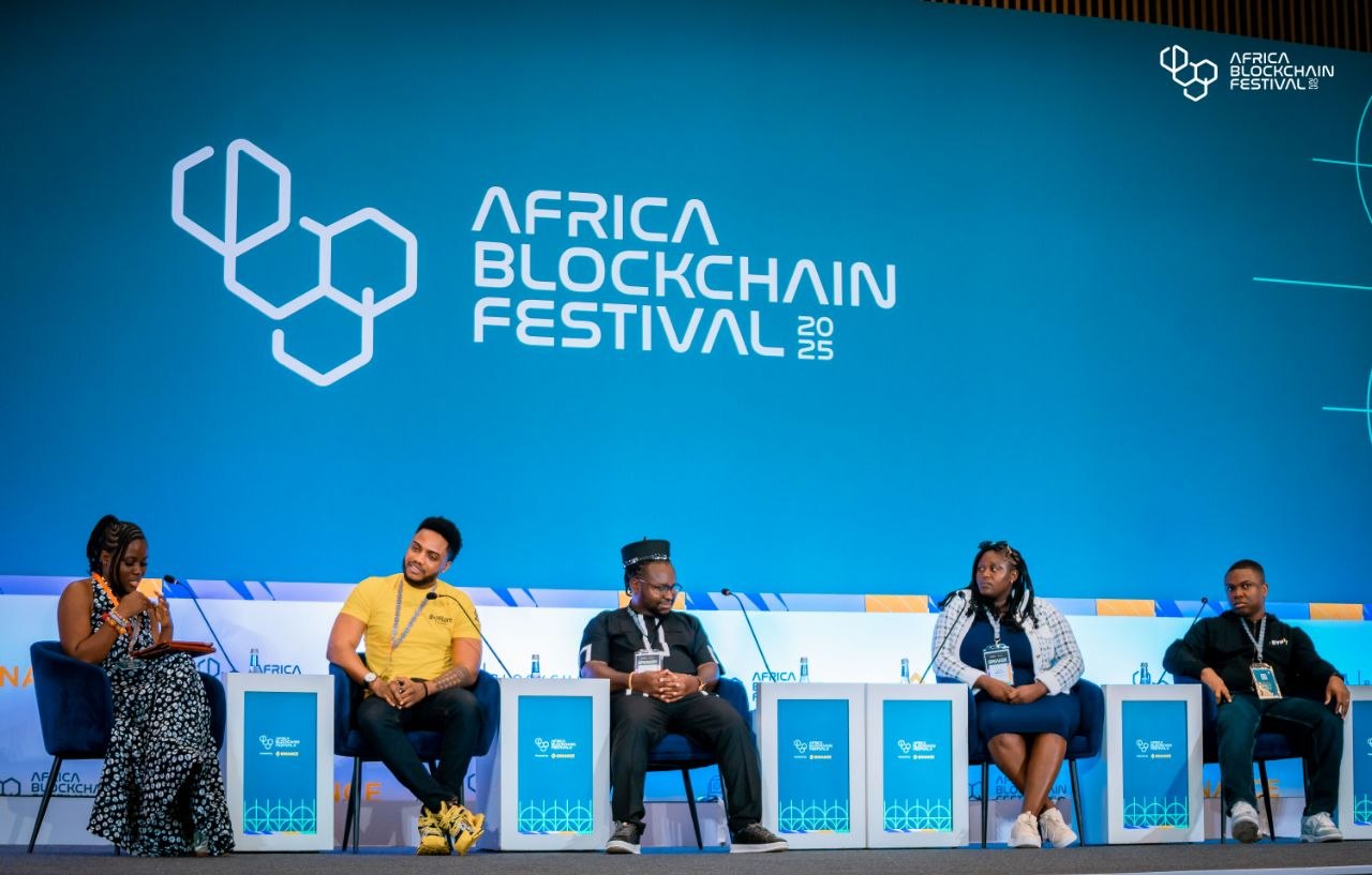 Harrison on panel at Africa Blockchain Festival with other speakers